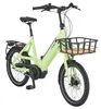 A light green electric bicycle with a front basket and rear rack, shown against a white background. Produktbild-Vorschau