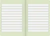 An open notebook with lined pages. Produktbild-Vorschau