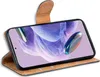 A book-style phone case with a phone inside, shown from a diagonal angle. Produktbild-Vorschau