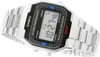 A close-up, angled shot of a Casio digital watch with a metal band against a white background. Podgląd zdjęcia produktu