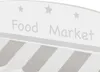 A close-up view of the top part of a toy market stall, showing the text 'Food Market' and decorative stars. Náhľad obrázku produktu
