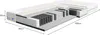 A cross-section of a mattress showing its internal layers, including pocket springs and memory foam, with dimensions indicated. Produktbild-Vorschau