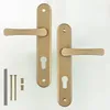 Two gold door handles with keyhole plates and mounting hardware are displayed against a white background. Produktbild-Vorschau