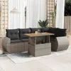 vidaXL 6-tlg. Garten-Sofagarnitur mit Kissen Grau Poly Produktbild-Vorschau 2