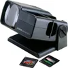 A black Kaiser Diascop 50 N slide viewer is shown on a black base, with two slides in the foreground. Podgląd zdjęcia produktu