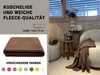 A collage of product information and a lifestyle shot of a blanket. Produktbild-Vorschau