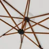 Close-up view of the internal structure of an open umbrella, showing the wooden ribs and central mechanism. Produktbild-Vorschau