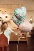 Folienballon Herz mit Blumen 35cm grün rosa Produktbild-Vorschau 1