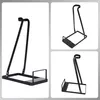 A collage of three images showing a black metal vacuum cleaner stand from different angles. Produktbild-Vorschau