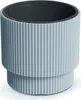A light gray, ribbed planter pot with a black interior, shown against a white background. Anteprima dell’immagine prodotto