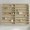 A wall-mounted display cabinet with multiple shelves, some of which contain decorative items. Podgląd zdjęcia produktu