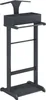 A dark gray valet stand with a storage compartment and multiple hanging bars, presented on a white background. Produktbild-Vorschau
