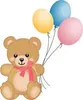 A cartoon illustration of a teddy bear holding balloons. Podgląd zdjęcia produktu