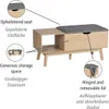 A bench with storage, featuring labels pointing out its features. Náhled obrázku produktu