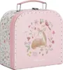 A pink suitcase with a fairy garden design, featuring a deer, flowers, and a bird. Anteprima dell’immagine prodotto