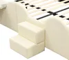 A close-up view of a cream-colored children's bed frame with integrated steps. Podgląd zdjęcia produktu