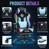 Product details of a gaming chair with LED lighting. Podgląd zdjęcia produktu