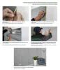 Collage of images showing how to apply self-adhesive wallpaper. Produktbild-Vorschau