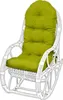 A white wicker rocking chair with a green cushion, presented against a white background. Anteprima dell’immagine prodotto