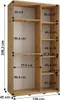 A diagram of a wardrobe with dimensions indicated by text and arrows. Produktbild-Vorschau