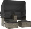 vidaXL Gartensofa 2-Sitzer mit Dach und Hockern Grau Poly Produktbild-Vorschau 4