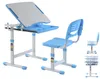 A blue and white adjustable desk and chair set for children, shown against a white background. Produktbild-Vorschau