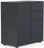 A dark gray sideboard with two doors and three drawers, shown from a three-quarter front angle on a white background. Produktbild-Vorschau