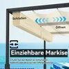 A retractable awning over a pool area with the ocean in the background. Voir les images du produit
