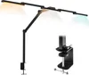 A black adjustable desk lamp with multiple light settings, clamped to a surface. Náhled obrázku produktu