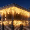 Eisregen Lichtervorhang warm weiß für Außen mit Stecker - Produktbild-Vorschau 6