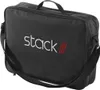 A black bag with the word 'stack' and red stripes printed on it. Produktbild-Vorschau