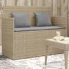 vidaXL Záhradná lavica s vankúšmi Béžová Poly Rattan Náhľad obrázku produktu 2
