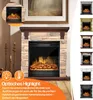 A collage of electric fireplaces, showcasing different styles and colors, with a main image of a stone-clad electric fireplace with a realistic flame effect. Produktbild-Vorschau