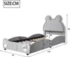 A diagram showing the dimensions of a child's bed with a teddy bear-themed headboard. Náhľad obrázku produktu