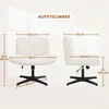 Two views of a white office chair with dimensions indicated by lines and text. Produktbild-Vorschau