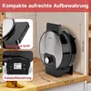 A waffle maker is shown on a countertop with dimensions and feature callouts. Produktbild-Vorschau