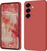 A product shot of a red phone case shown from two angles: one showing the front with the screen on, and the other showing the back with the camera array. Produktbild-Vorschau