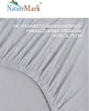 A close-up of a light gray fitted sheet with elastic gathering. Produktbild-Vorschau