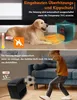 A collage showing a dog near a heater and a child playing with a soccer ball near a heater. Produktbild-Vorschau