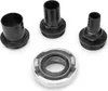 A group of plumbing fittings, including three black plastic hose barb adapters and one silver metal coupling, are arranged on a white background. Náhľad obrázku produktu