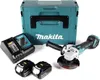 A Makita angle grinder set including the tool, batteries, charger, and storage case. Produktbild-Vorschau