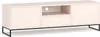 A light beige TV lowboard with black metal legs, shown against a white background. Produktbild-Vorschau