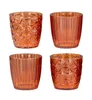 4er Set Windlicht 7,5cm Glas Orange Braun Teelichthalter Produktbild-Vorschau 1
