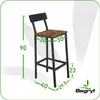 A bar stool with dimensions indicated by green lines and numbers. Podgląd zdjęcia produktu