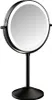 A black LED makeup mirror with a stand is shown against a white background. Produktbild-Vorschau