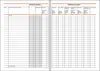 An open ledger book showing columns for income and expenses, with grid lines for entries. Produktbild-Vorschau