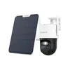 A white background with a security camera and solar panel. Produktbild-Vorschau