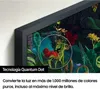 A close-up of a TV screen displaying a vibrant jungle scene, with a magnified circle highlighting a specific detail. Produktbild-Vorschau