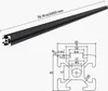 A black aluminum extrusion profile with a technical drawing showing its dimensions. Anteprima dell’immagine prodotto
