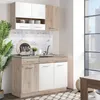 Homestyle4u Küche Küchenzeile Küchenblock Eiche Holz Weiß Produktbild-Vorschau 1